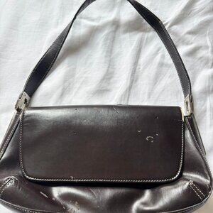 Dark Brown Leather Shoulder Bag 706 D